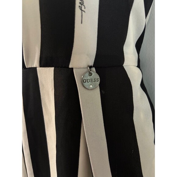 Guess Los Angeles Black and White Stripe Lace Tie Belt Dress Size Small - Picture 4 of 7